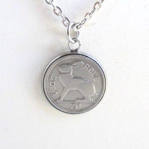Irish Lucky Rabbit Coin Pendant Necklace Repurposed Vintage Eire ...