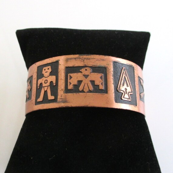 Solid Copper Cuff Bracelet - Vintage Southwest, T… - image 3