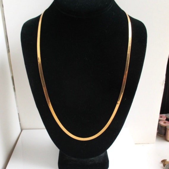 24" Solid Brass Herringbone Necklace - Vintage Un… - image 2