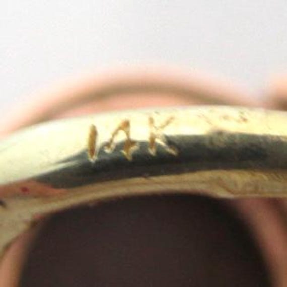 14K Solid Gold Opal Pierced Earrings - Vintage Ro… - image 6