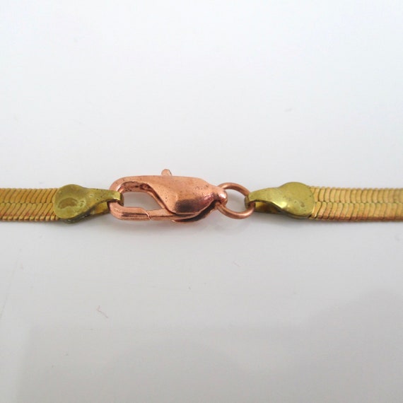 24" Solid Brass Herringbone Necklace - Vintage Un… - image 5