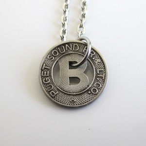 PUGET SOUND Transit Token Pendant Necklace - Repurposed Vintage Silver Tone Coin (Choose 1930's Bellingham or 1920's Everett)