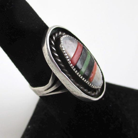 Sterling Silver & Multi-Stone Ring - Vintage Nati… - image 4