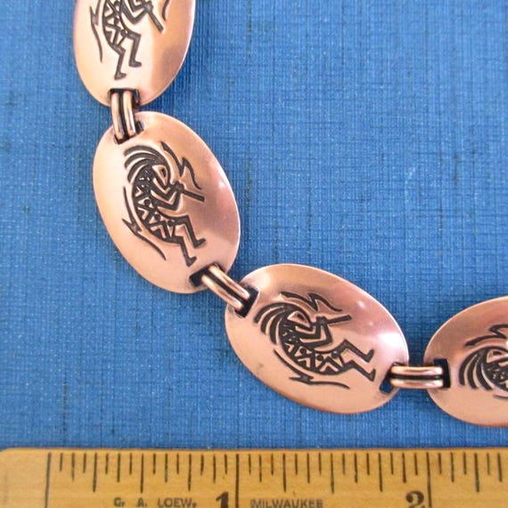 Solid Copper Kokopelli Link Bracelet - Vintage So… - image 6