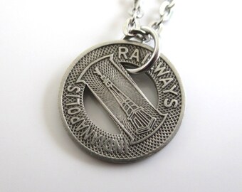 Indianapolis Pendant Necklace - Repurposed Vintage Transit Token / 1940's Coin (Choose Silver or Gold Tone)