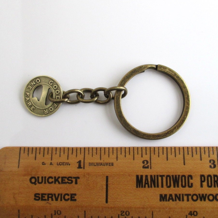 Louisville KY Railway Token Keychain Repurposed Vintage Gold 