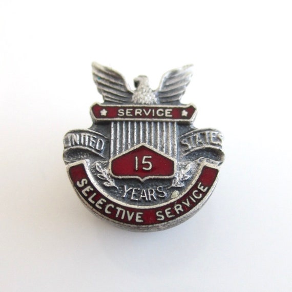 Sterling Silver US Selective Service 15 Years Pin… - image 2