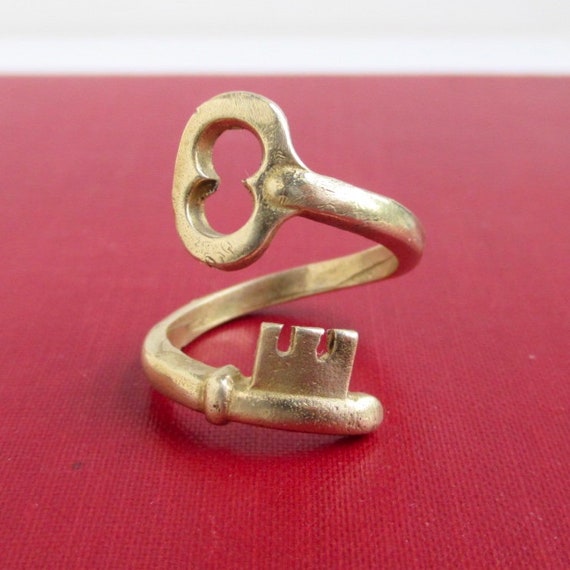 Skeleton Key Ring Vintage Gold Tone / Solid Brass Etsy