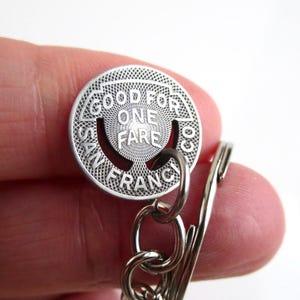 San Francisco Transit Token Keychain - Repurposed Vintage Market St. SF Coin Key Chain / Fob