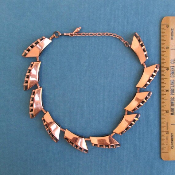 Solid Copper Necklace - Vintage Art Deco / Modern… - image 5