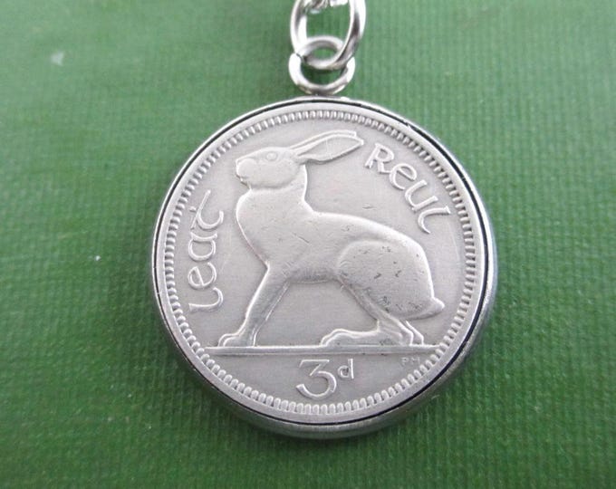 Irish Lucky Rabbit Coin Pendant Necklace Repurposed Vintage Eire ...