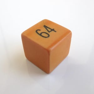 Bakelite Cube - Vintage Yellow w/ Black "64" & Blank Sides - About 5/8"