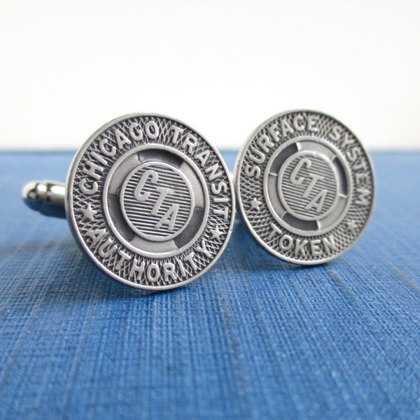 CHICAGO Transit Token Cuff Links - Repurposed Vintage 1950's CTA, Surface System Coins