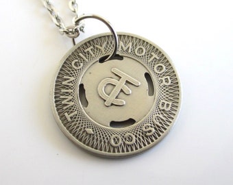 Twin City MN Transit Token Pendant Necklace - Repurposed Vintage 1920's Minneapolis / St. Paul Twin Cities Coin w/ TC Logo
