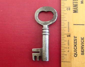 Antique Skeleton Key w/ Subtle Heart Shaped Bow - Vintage 1 15/16" Genuine Hollow Barrel Key