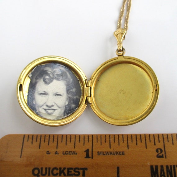 12K Gold Filled Photo Locket Necklace - Vintage, … - image 3