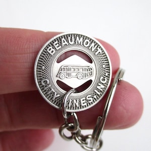 Beaumont, TX Transit Token Keychain - Repurposed Vintage 1940&#39;s Coin Key Chain / Fob
