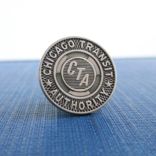 Chicago CTA Tie Tack / Lapel Pin - Repurposed Vintage Transit Token / Silver Tone Coin