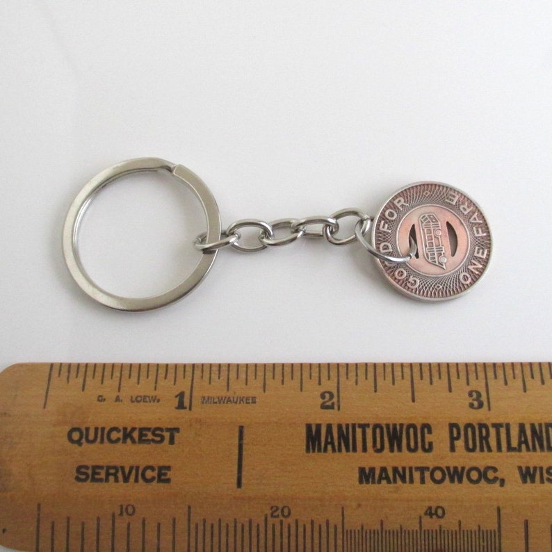IL Transit Token Keychain Aurora Repurposed Vintage 1940/'s Coin Key Chain Fob