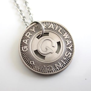 GARY Transit Token Pendant Necklace - Repurposed Vintage 1950&#39;s Gary, IN Silver Tone Coin