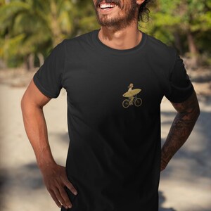 Surf & Bike Lifestyle T-Shirt | Coastal Adventure Graphic Tee | Unisex Beach Vibes Shirt | Surf Culture Gift Idea