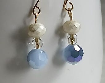 Cloudy blue Austrian crystal and Czech crystal earrings