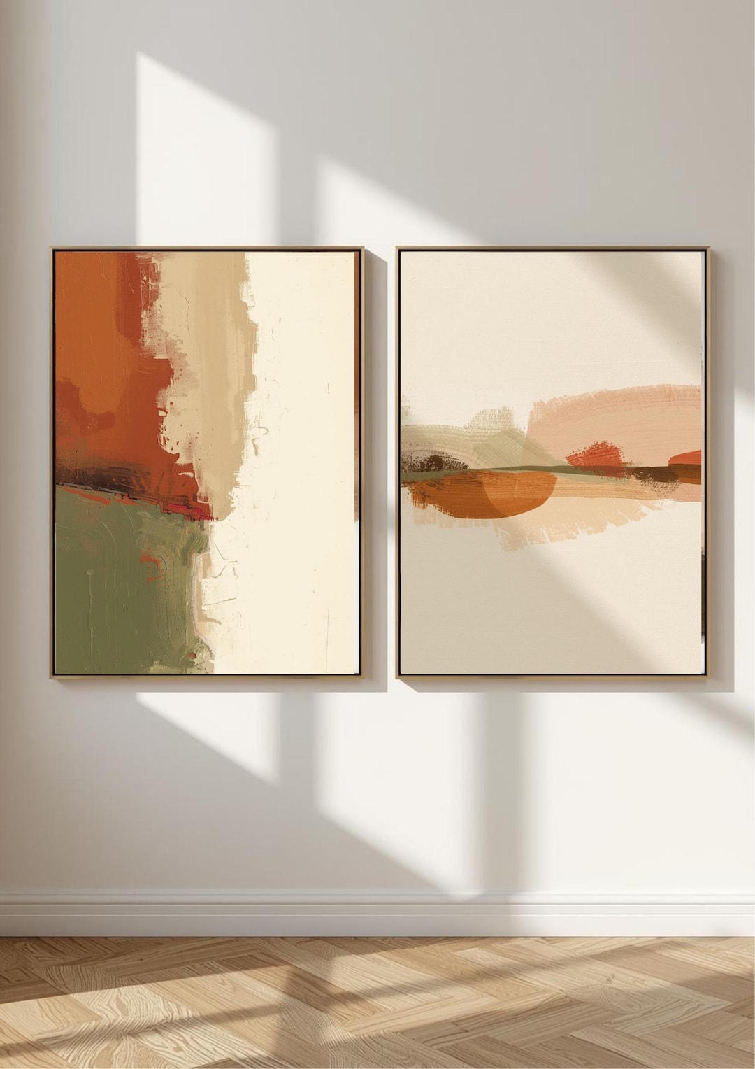 Set of 2 Abstract Neutral Wall Art Prints- Modern Minimalist Boho ...