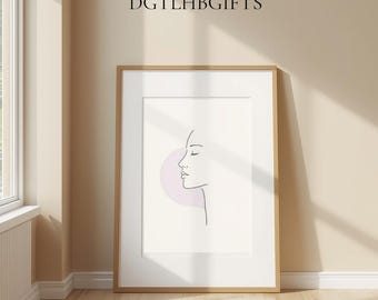 Minimalist Line Art Woman Print Abstract Female Face Neutral Wall Art Modern Boho Scandinavian Printable Poster