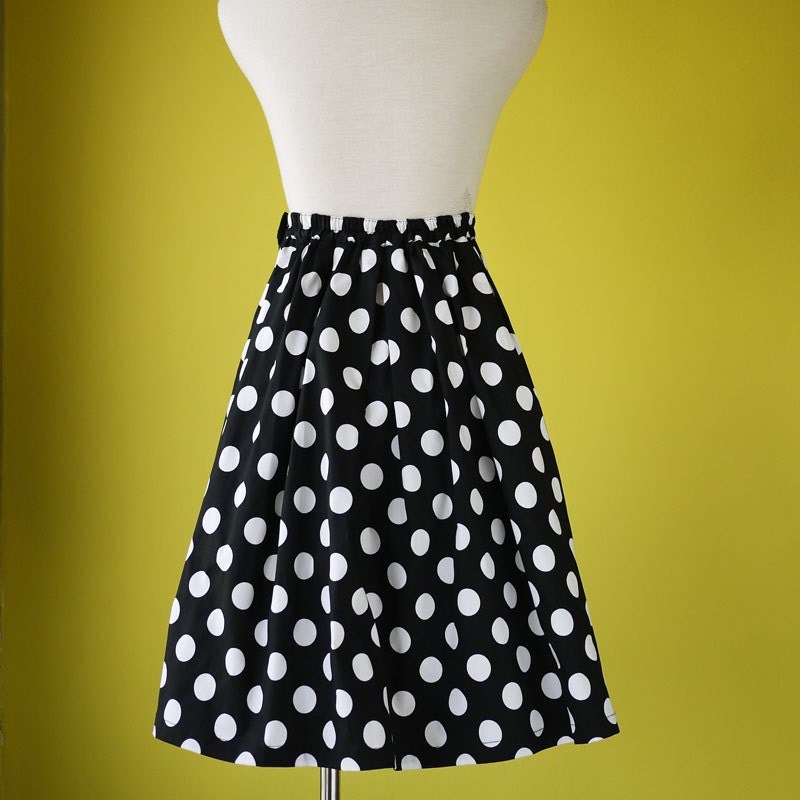 Plus size polka Dot skirt pleated details in black | Etsy