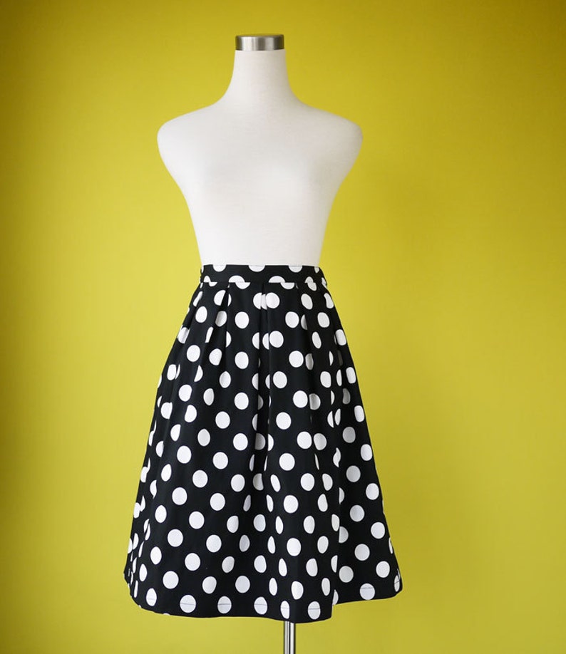 Rockabilly polka dot skirt pleated black retro 1950s | Etsy