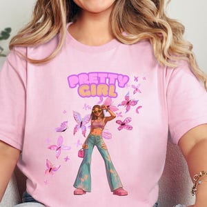 Tee with Y2K 00s Aesthetic – Soft Baby Shirt for Pretty Girls, Retro Streetwear Style, Comfort Colors, Trendy Gift Idea,Y2k Aesthetic
