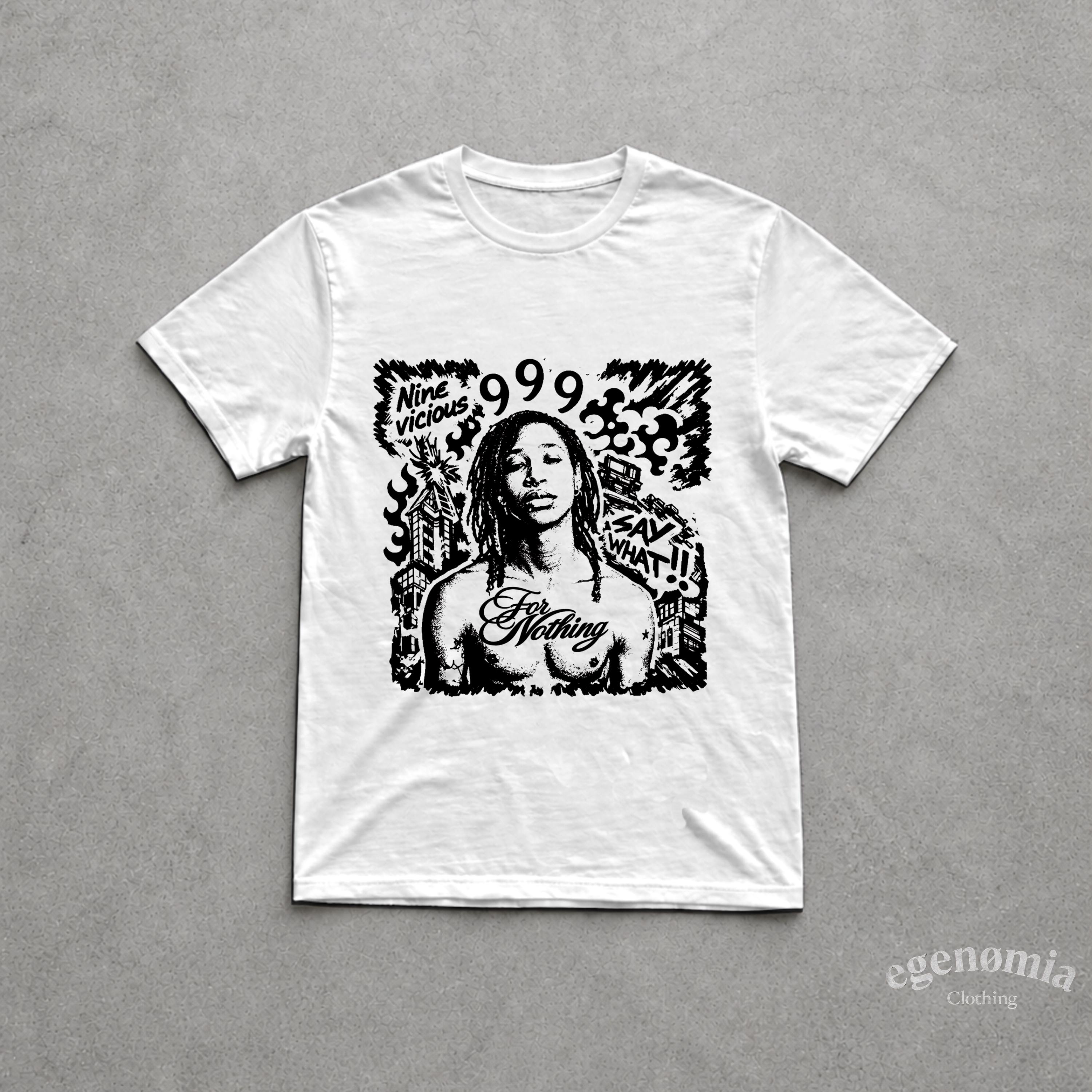 Nine Vicious for Nothing Merch Tee,y2k Graphic,inspired 