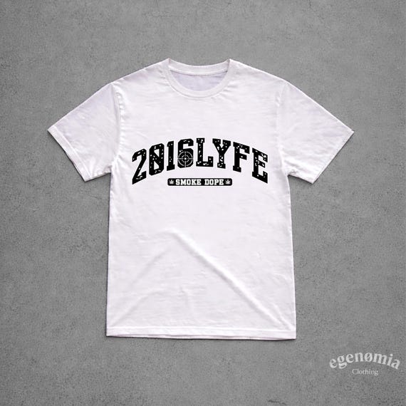 2016LYFE tee inspired by smokedope , 2016 vibes and Y2K streetwear, blending Fakemink, Opium style and grunge 90s edgy energy