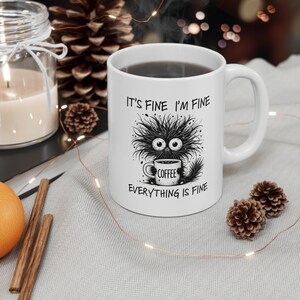 Funny Coffee Mug with Cute Creature, Perfect for Home, Office, Gift for Friends, Coffee Lovers, Stress Relief, 11oz, 15oz