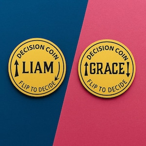 Custom Decision Coin Couple, Decision Maker Coin, Personalized Coin, Custom Flip Coin, Custom Engraved Coin,  Decision Making Tools