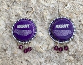 Bottle Cap Earrings Vintage Nugrape Dangle OOAK with Crystals