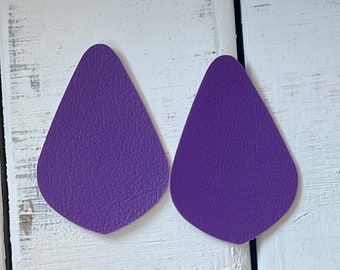 Purple Faux Leather 2 1/4 Inch Pointed Teardrop Shapes/Cut Outs Earring Supplies/DIY Earrings Craft (2 Pieces)