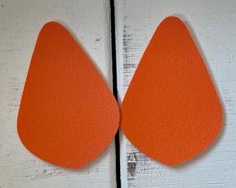 Orange Faux Leather 2 1/4 Inches Pointed Teardrop Shapes/Cut Outs Earring Supplies/DIY Earrings Craft (2 Pieces)