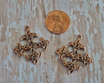 Small Pewter Hammered Square Crosses Antiqued Copper Perfect for Earrings