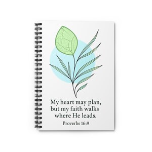 Inspirational Spiral Notebook - Faith-Inspired Journal, Creative Gift for Writers, Bible Study Notes, Spiritual Growth, Proverbs 16:9