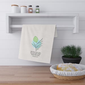 Inspirational Tea Towels, Faith-Based Kitchen Decor, Gift for Mom, Proverbs 16:9, Housewarming Gift, Faith and Nature