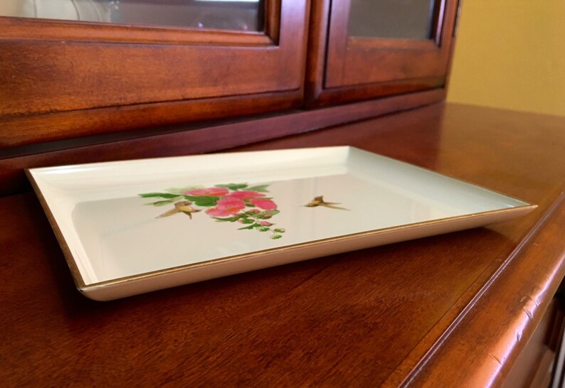 Otagiri Lacquerware Tray with Hummingbird and Floral Motif image 5