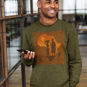 Africa map Sweatshirt, Sunset  African Mood Sweat-Shirt, Adventure shirt for Africa Lovers, Travel Summer Ethnic,  Tee for Africa Lovers