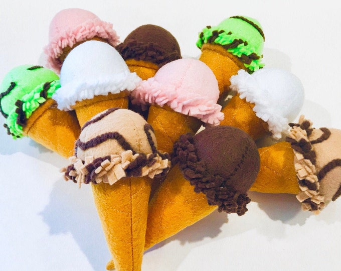 Felt Food Ice Cream, Eco Friendly Play Food, Felt Ice Cream, Play Food