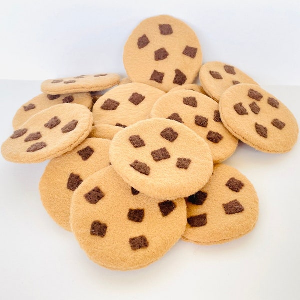 felt chocolate chip cookie - pretend play kitchen felt food toy - handmade/ships in USA
