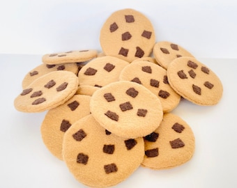 felt chocolate chip cookie - pretend play kitchen felt food toy - handmade/ships in USA