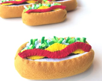 Felt play food hot dog