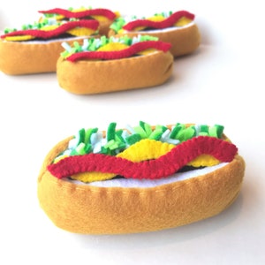 Felt play food hot dog