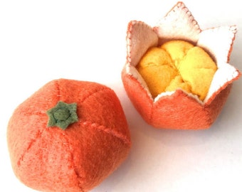 Felt food Tangerine set eco friendly children's pretend play food for toy kitchen, felt tangerine, felt fruit, toy tangerine, toy fruit