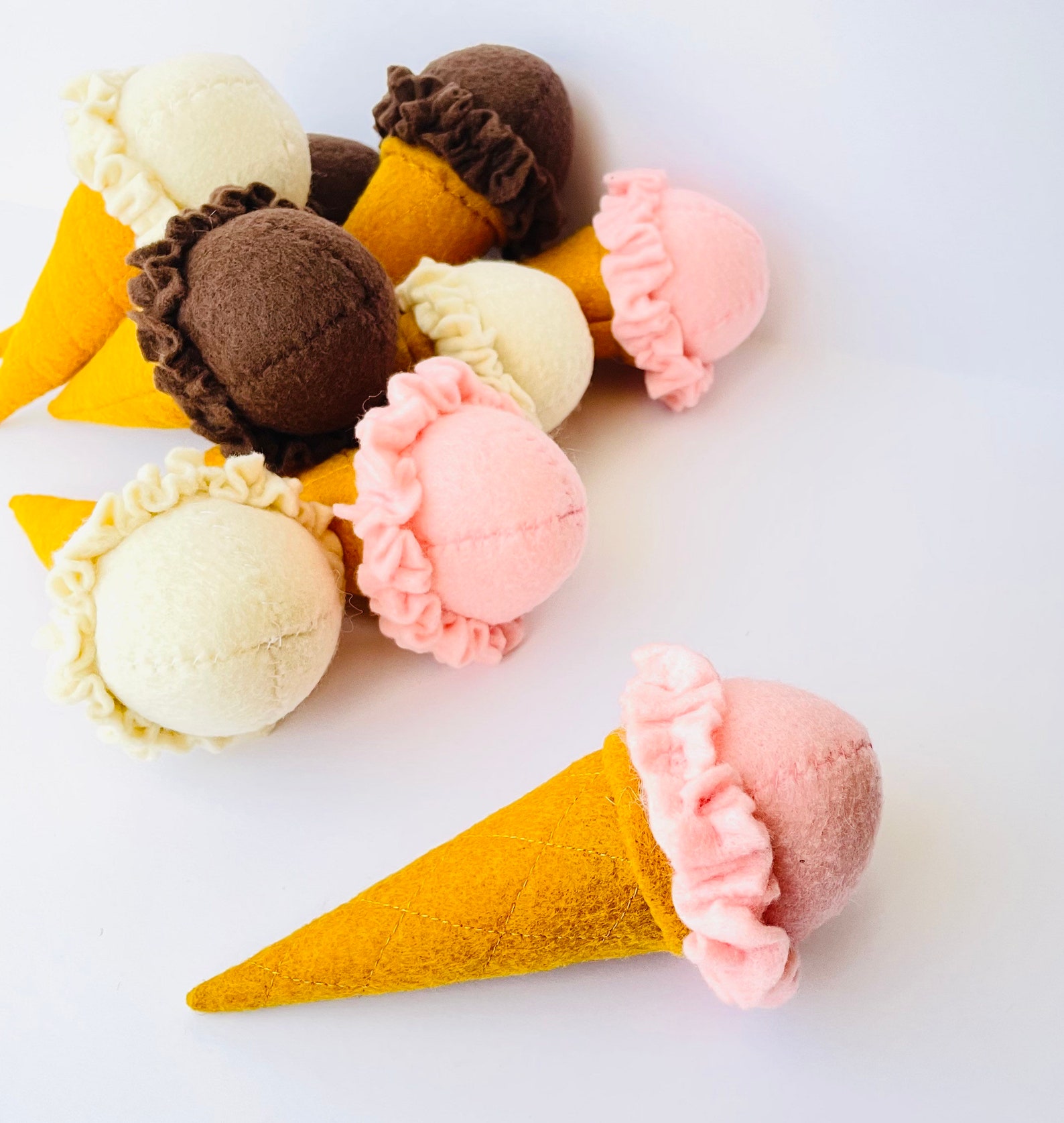 1 Felt Food Ice Cream Cone Play Food Ice Cream Cone Pretend Etsy